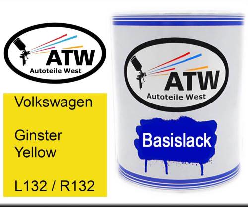 Volkswagen, Ginster Yellow, L132 / R132: 1L Lackdose, von ATW Autoteile West.